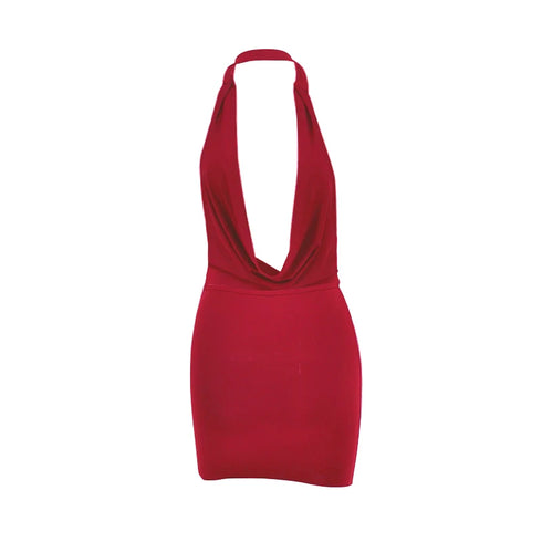 Sexy Mini Dress for Women Summer V Neck Backless Sleeveless Bodycon Halter Casual Elegant Party Dress